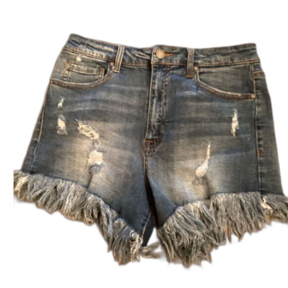 BLACK LABEL C'EST TOI SIZE LARGE DISTRESSED CUT OFF JEAN SHORTS FRAYED HEM - Picture 1 of 7